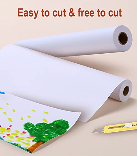 Drawing Paper Roll, White Arts Paper Roll, 44cm x 15m Recycled Wrapping Paper Easel Paper Painting Sketching Paper for Toddlers Children Kids Students