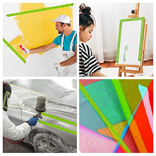 Green Masking Tape,6 Rolls Fine line Masking Tapes,Artist Masking Tape,8mm/12mm Widex22 Yard Green Painters Tape,Writable Masking Tape for Painting Artists Decorating DIY Automotive School Office