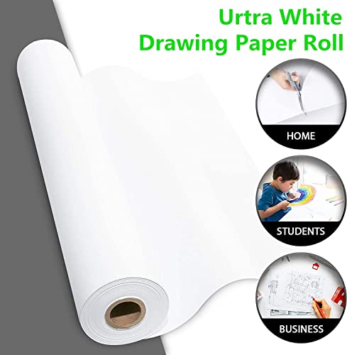KAVAVO White Paper Roll, 44CM X 10M, White Craft Paper Roll, Ideal for Easel Paper, Bulletin Board Paper, Wall Art, Gift Wrap (Paper-1 Pcs)