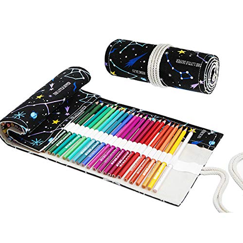 Canvas Pencil Wrap Case,RoadLoo Canvas Roll Up Pencil Case 36-Hole Paint Brush Roll Storage Organizer Portable Pencil Roll Wrap Pouch Holder Drawing Pencils Holder Pouch for School Office Art Sketch