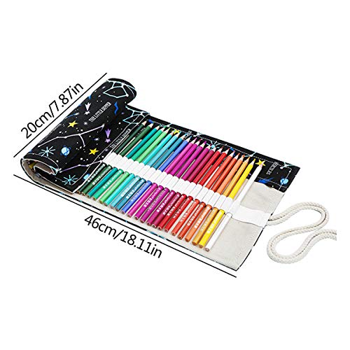 Canvas Pencil Wrap Case,RoadLoo Canvas Roll Up Pencil Case 36-Hole Paint Brush Roll Storage Organizer Portable Pencil Roll Wrap Pouch Holder Drawing Pencils Holder Pouch for School Office Art Sketch