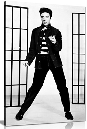 Elvis Presley Black & White Jailhouse Rock Canvas Wall Art Picture Print (18x12in)