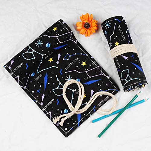 Canvas Pencil Wrap Case,RoadLoo Canvas Roll Up Pencil Case 36-Hole Paint Brush Roll Storage Organizer Portable Pencil Roll Wrap Pouch Holder Drawing Pencils Holder Pouch for School Office Art Sketch