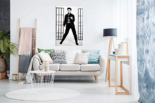 Elvis Presley Black & White Jailhouse Rock Canvas Wall Art Picture Print (18x12in)