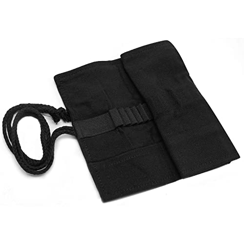 24 Pen Canvas Brush Roll-Up Bag Pockets Artist Paint Brush Roll Up Bag Holder Canvas Pouch Case Paint Brushes Case Artist Paint Brush Holder Organizers for Draw Pen Watercolor Oil Brushes (Black)