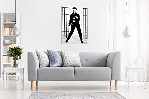 Elvis Presley Black & White Jailhouse Rock Canvas Wall Art Picture Print (18x12in)