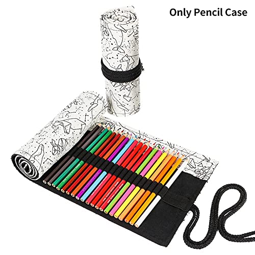 DASNTERED Canvas Pencil Wrap Case, 72 Holes Roll Up Pencil Storage Holder for Sketching Drawing Writing, Multi-Purpose Constellatio-n Pattern Pen Organizer Bag for School Office(size:72 Holes)