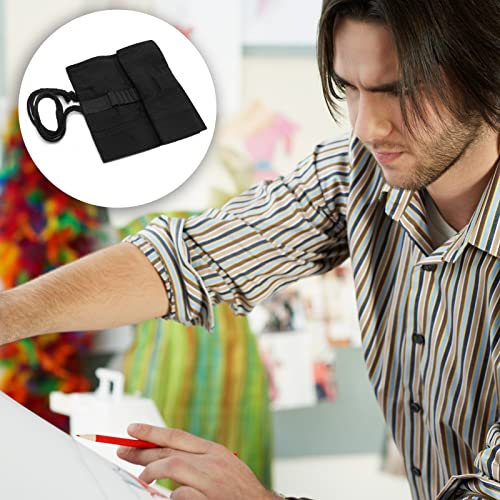 24 Pen Canvas Brush Roll-Up Bag Pockets Artist Paint Brush Roll Up Bag Holder Canvas Pouch Case Paint Brushes Case Artist Paint Brush Holder Organizers for Draw Pen Watercolor Oil Brushes (Black)
