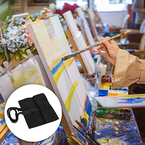 24 Pen Canvas Brush Roll-Up Bag Pockets Artist Paint Brush Roll Up Bag Holder Canvas Pouch Case Paint Brushes Case Artist Paint Brush Holder Organizers for Draw Pen Watercolor Oil Brushes (Black)