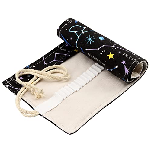 Canvas Pencil Wrap Case, DOITEM 48 Holes Colored Pencil Roll Holder Storage Pouch for Artist, School, Office