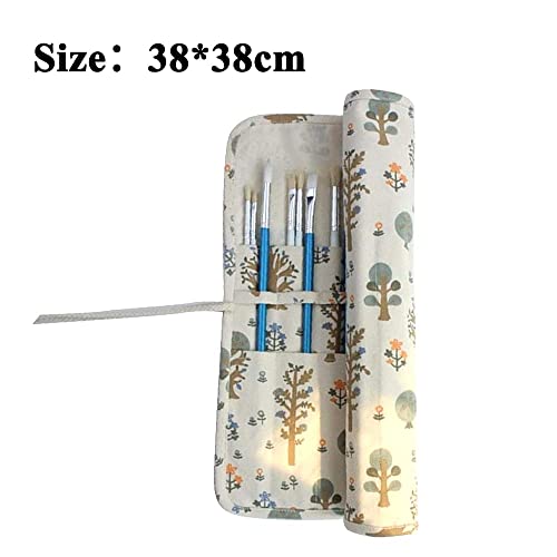 NA 20 Holes Artist Paint Brushes Holder Roll Up Canvas Painting Brushes Large Capacity Brush Carrier Pouch for Colored Pencils Art Supplies