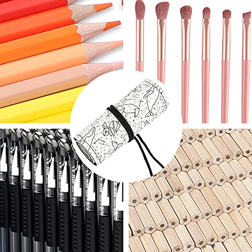 DASNTERED Canvas Pencil Wrap Case, 72 Holes Roll Up Pencil Storage Holder for Sketching Drawing Writing, Multi-Purpose Constellatio-n Pattern Pen Organizer Bag for School Office(size:72 Holes)