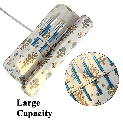 NA 20 Holes Artist Paint Brushes Holder Roll Up Canvas Painting Brushes Large Capacity Brush Carrier Pouch for Colored Pencils Art Supplies