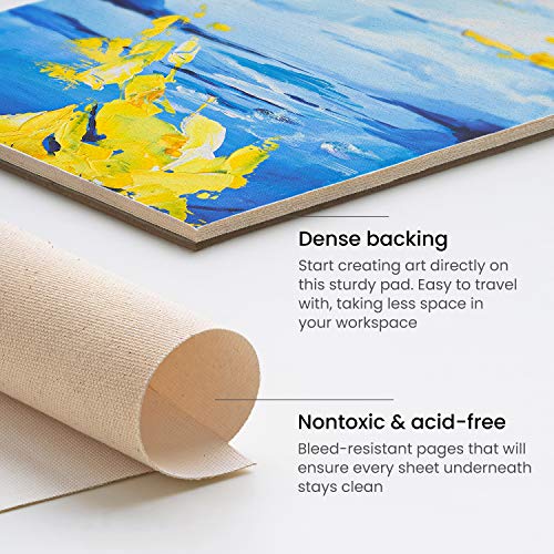 Arteza 9x12” Canvas Pad, 10 Sheets, 100% Cotton, Primed with Acid-Free Gesso, Glue-Bound Pad of Canvas Paper for Acrylic Painting or Oil Paint, Art Supplies for Painting and Mixed Media, White