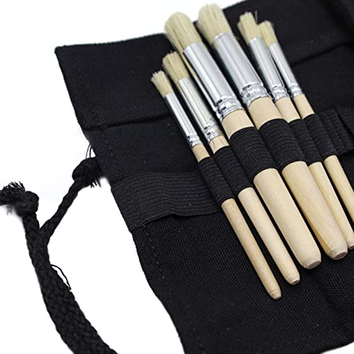 24 Pen Canvas Brush Roll-Up Bag Pockets Artist Paint Brush Roll Up Bag Holder Canvas Pouch Case Paint Brushes Case Artist Paint Brush Holder Organizers for Draw Pen Watercolor Oil Brushes (Black)