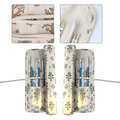 NA 20 Holes Artist Paint Brushes Holder Roll Up Canvas Painting Brushes Large Capacity Brush Carrier Pouch for Colored Pencils Art Supplies