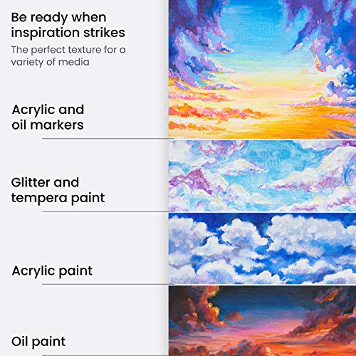 Arteza 9x12” Canvas Pad, 10 Sheets, 100% Cotton, Primed with Acid-Free Gesso, Glue-Bound Pad of Canvas Paper for Acrylic Painting or Oil Paint, Art Supplies for Painting and Mixed Media, White