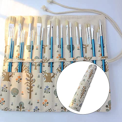 NA 20 Holes Artist Paint Brushes Holder Roll Up Canvas Painting Brushes Large Capacity Brush Carrier Pouch for Colored Pencils Art Supplies