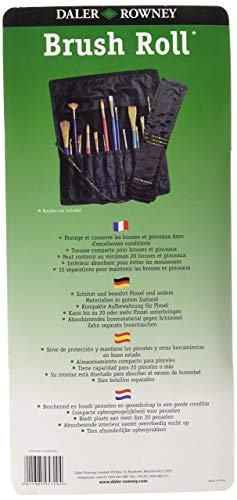 Daler-Rowney Artist Brush Roll Black Storage Carrier Pouch, Ideal for Professional Artists