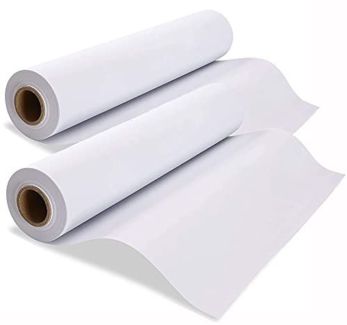 Drawing Paper Roll, 2Pcs White Arts Paper Roll, 44cm x 15m Recycled Wrapping Paper Easel Paper Painting Sketching Paper for Toddlers Children Kids Students