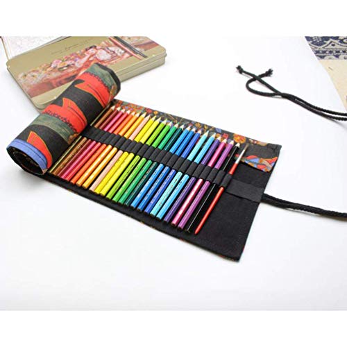 STOBOK 48 Slots Pen Wrap Roll Wrap Holder Pencil Case Coloring Pencil Roll Organizer for Adult Artist Students Painter