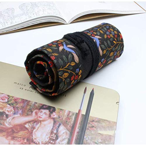 STOBOK 48 Slots Pen Wrap Roll Wrap Holder Pencil Case Coloring Pencil Roll Organizer for Adult Artist Students Painter
