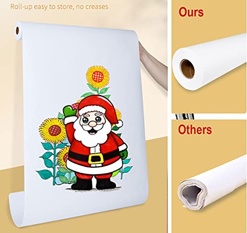 Drawing Paper Roll, 2Pcs White Arts Paper Roll, 44cm x 15m Recycled Wrapping Paper Easel Paper Painting Sketching Paper for Toddlers Children Kids Students