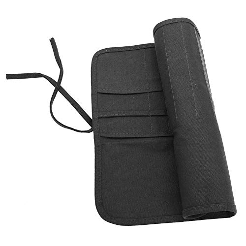 Canvas Brush Roll-Up Bag Pockets Artist Paint Brush Roll Up Bag Holder Canvas Pouch Case Paint Brushes Case Artist Paint Brush Holder Organizers for Draw Pen Watercolor Oil Brushes (Black)