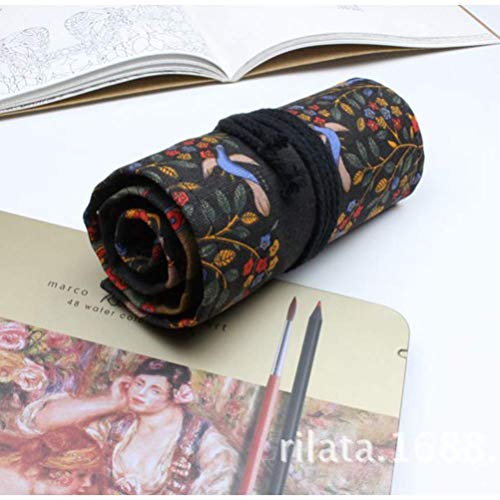STOBOK 48 Slots Pen Wrap Roll Wrap Holder Pencil Case Coloring Pencil Roll Organizer for Adult Artist Students Painter