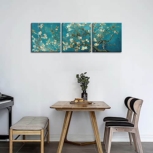 Van Gogh Wall Art Canvas Print Painting Almond Blossom Picture The Van Gogh Classic Arts Stretched and Framed Artwork for Living Room 16x16inchx3
