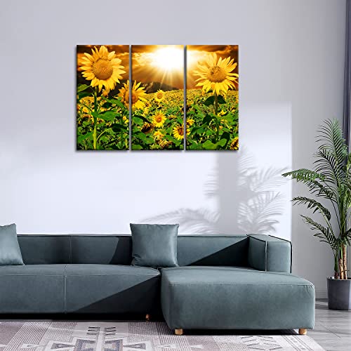 Canvas Print Wall Art Picture For Home Decor Bright Sunflower Yellow Sunshine 3 Pieces Paintings Modern Giclee Stretched And Framed Artwork The Flower Pictures Photo Prints On Canvas