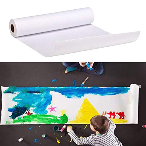CYH White Drawing Paper Roll – 10 m White Paper Roll – Easel Paper Roll for Children Artists Sketching Painting Craft Project – 22.5 cm Wide