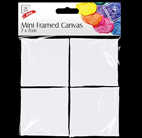 Buystarget 4X Mini Artist Canvases Small 7x7 Cm Framed Art Blank Board Plain Painting UK