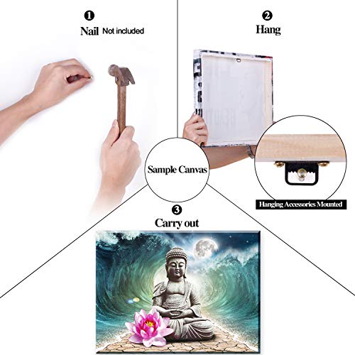 Piy Painting Buddha Modern Canvas Painting Wall Art For Home Decor Buddha Figure Print On Canvas Lotus Flower Pray for Peace Artwork Waterproof Stretched and Framed For Room Christmas Gift 30x40cm