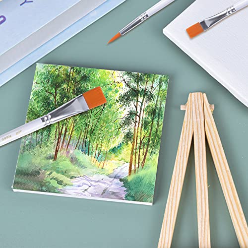 5Pack Mini Easel with Art Canvas, Canvas Art Boards Pre-Stretched and Primed Blank Canvas,Table Top Wooden Easel for Craft Oil Acrylic Painting & Drawing Artist (L10 x W10cm (3.93 x 3.93 inches)