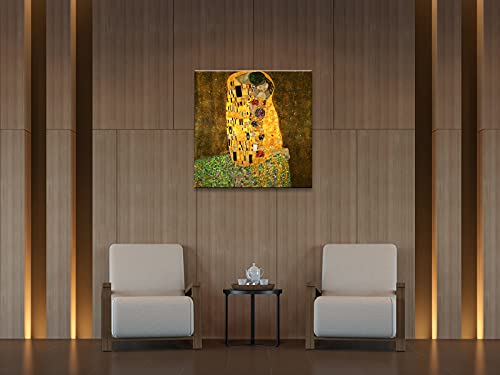 Wieco Art Extra Large The Kiss by Gustav Klimt Famous Oil Paintings Reproductions Stretched and Framed Modern Giclee Canvas Prints Artwork Pictures on Canvas Wall Art Ready to Hang for Home Decor XL