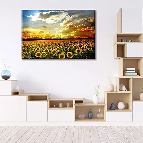 Sunflower Canvas Wall Art Prints Sunflower Paintings Printed on Canvas Framed and Stretched Floral Home Wall Decor Living Room Office Hotel Canvas Wall Art 16x24inch (40x60cm)