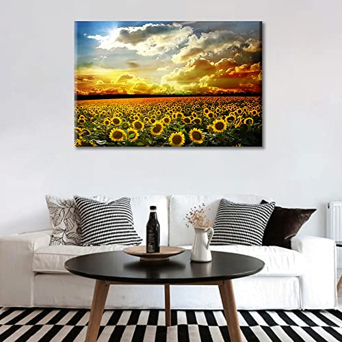 Sunflower Canvas Wall Art Prints Sunflower Paintings Printed on Canvas Framed and Stretched Floral Home Wall Decor Living Room Office Hotel Canvas Wall Art 16x24inch (40x60cm)