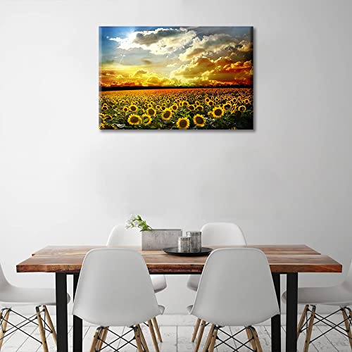 Sunflower Canvas Wall Art Prints Sunflower Paintings Printed on Canvas Framed and Stretched Floral Home Wall Decor Living Room Office Hotel Canvas Wall Art 16x24inch (40x60cm)