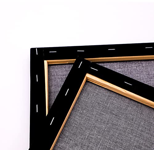 Exerz 30x40cm Black Canvas 5pk - A3 Canvas Framed 1.7cm Pre-Stretched Artist Canvas - 280GSM 100% Cotton Triple Primed/Acid Free/Medium Grain - Acrylic & Oil Paint