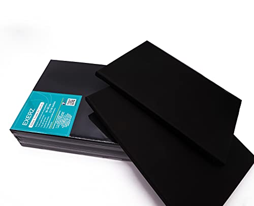 Exerz 30x40cm Black Canvas 5pk - A3 Canvas Framed 1.7cm Pre-Stretched Artist Canvas - 280GSM 100% Cotton Triple Primed/Acid Free/Medium Grain - Acrylic & Oil Paint