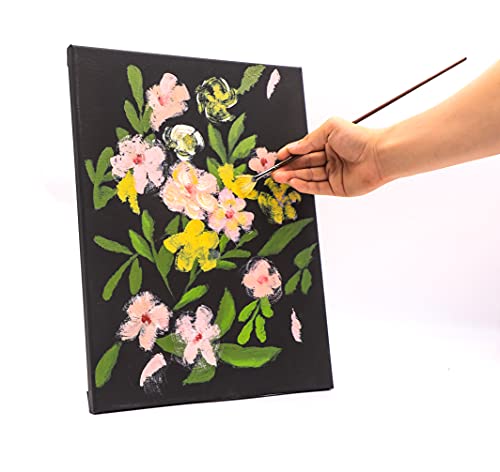 Exerz 30x40cm Black Canvas 5pk - A3 Canvas Framed 1.7cm Pre-Stretched Artist Canvas - 280GSM 100% Cotton Triple Primed/Acid Free/Medium Grain - Acrylic & Oil Paint