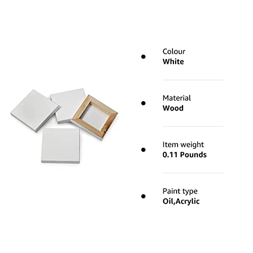 RAGE ACCESSORIES 4 x Mini Artists White Canvas 7x7cm Art Craft Stretched Framed Canvas