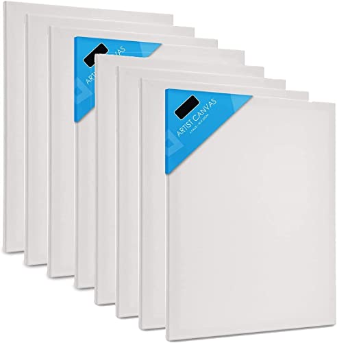 FiNeWaY Pre-Stretched Canvas for Painting - 4 Pack of 40 x 50cm Blank Canvases for Art - Triple Primed, Unbleached, Acid-Free Canvas Suitable for Oil and Acrylic Paints, Chalk or Pencil