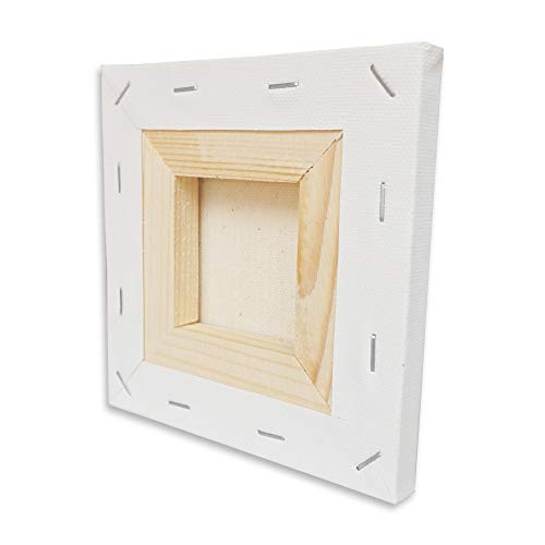 Amazon Brand – Eono Stretched Canvas 15cm x 15cm Set of 4 Blank 100% Cotton
