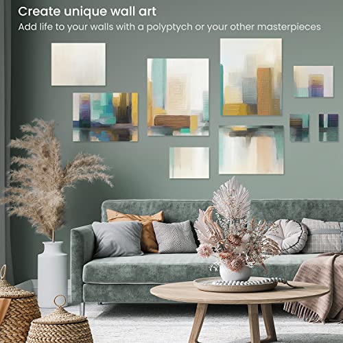 ARTEZA Stretched White Blank Canvas Multi Pack, 5x7, 8x10, 11x14, 12x16, 16x20 (2 of Each) Set of 10, Primed, 100% Cotton, Art Supplies for Acrylic, Oil, Other Wet or Dry Media