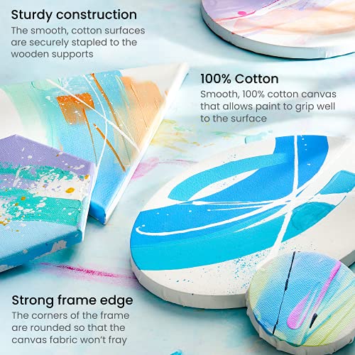 Arteza Stretched Canvas Set, Multipack of 10, Big Mixed Shapes, 100% Cotton, 8 oz Gesso-Primed Blank Canvases, Art Supplies for Acrylic and Oil Painting