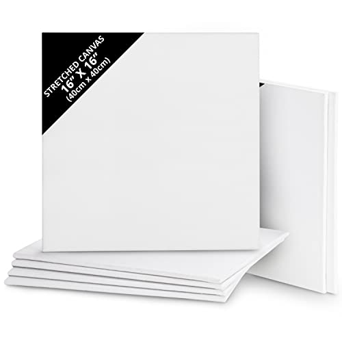 BELLE VOUS 7 Pack Blank Canvas - 40 x 40cm (16 x 16 inches) - Pre Stretched Canvas Panel Boards - Suitable for Acrylic and Oil Painting Also for Sketching and Drawing