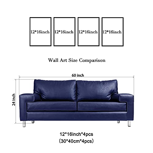 Wieco Art - Modern Giclee Canvas Prints Stretched Artwork Abstract Space Black and White Pictures to Photo Paintings on Canvas Wall Art for Home Office Decorations Wall Decor 4pcs/set