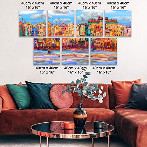 BELLE VOUS 7 Pack Blank Canvas - 40 x 40cm (16 x 16 inches) - Pre Stretched Canvas Panel Boards - Suitable for Acrylic and Oil Painting Also for Sketching and Drawing